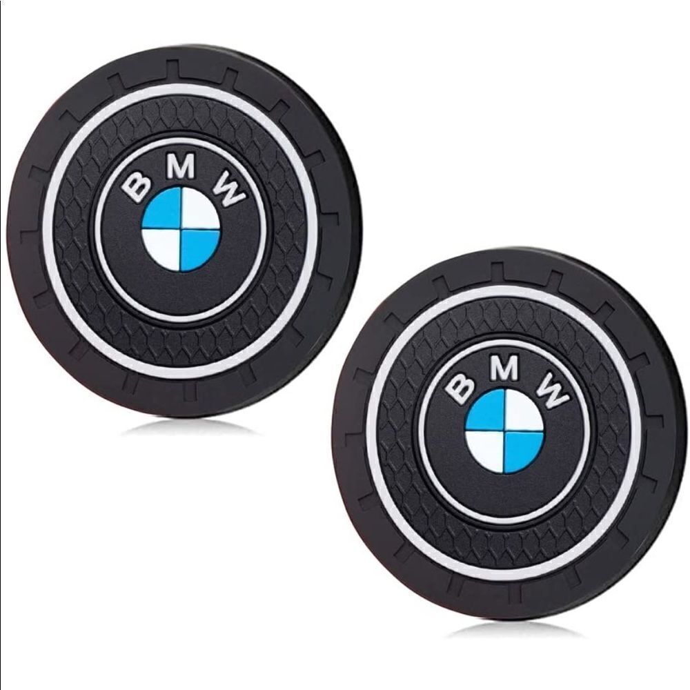 BMW cup Coasters in black with logo. Set of 2 NWT